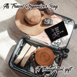 YKYENR Minimalism Makeup Bag - She Is Strong, Fierce, Brave, Full Of Fire - Energy Quotes Cosmetic Bag, Toiletry Bag Gift For Girls, Teen, Personal Care & Accessories(Dark) - A08