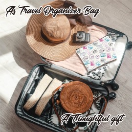 YKYENR Full Print Makeup Bag - Travel Stamps Theme - Waterproof Cosmetic Bag, Toiletry Bag, Gift For Girls, Besties, Personal Care & Accessories - A22 YKYENR Full Print Makeup Bag - Travel Stamps Theme - Waterproof Cosmetic Bag, Toiletry Bag, Gift For Girls, Besties, Personal Care & Accessories - A22