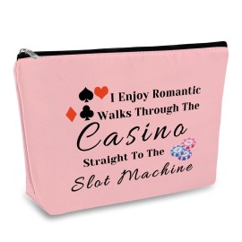 Funny Gambling Makeup Bag Gambler Gift for Women Casino Lover Poker Cosmetic Bag Pink Gamble Zipper Toiletries Pouch Lucky Casino Gift Christmas Birthday Present for Gambler Friends Grandma Her