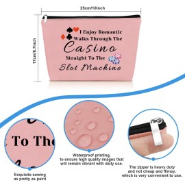 Funny Gambling Makeup Bag Gambler Gift for Women Casino Lover Poker Cosmetic Bag Pink Gamble Zipper Toiletries Pouch Lucky Casino Gift Christmas Birthday Present for Gambler Friends Grandma Her