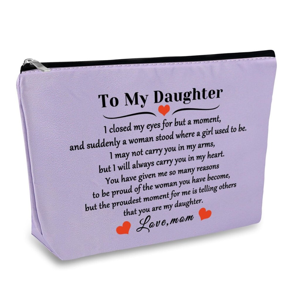 Gift for Daughter from Mom to My Daughter Makeup Bag Purple Cosmetic Bag Christmas Birthday Graduation Mother\'s Day Wedding Present Oxford Cloth Travel Zipper Toiletries Pouch Bridal Shower Gift Gift for Daughter from Mom to My Daughter Makeup Bag Purple Cosmetic Bag Christmas Birthday Graduation Mother\'s Day Wedding Present Oxford Cloth Travel Zipper Toiletries Pouch Bridal Shower Gift