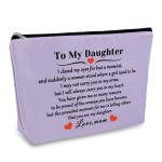 Gift for Daughter from Mom to My Daughter Makeup Bag Purple Cosmetic Bag Christmas Birthday Graduation Mother\'s Day Wedding Present Oxford Cloth Travel Zipper Toiletries Pouch Bridal Shower Gift
