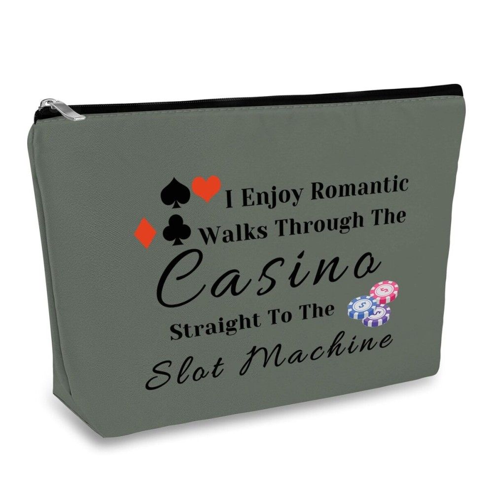 Funny Gambler Gift Casino Lover Makeup Bag for Women Gambling Cosmetic Bag Christmas Birthday Retirement Gift for Gambler Game Lover Grandma Friends Grey Gambling Accessories Pouch