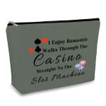 Funny Gambler Gift Casino Lover Makeup Bag for Women Gambling Cosmetic Bag Christmas Birthday Retirement Gift for Gambler Game Lover Grandma Friends Grey Gambling Accessories Pouch