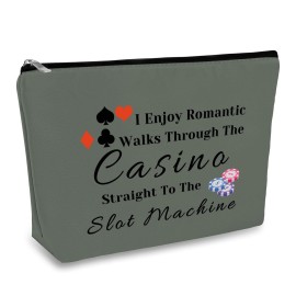 Funny Gambler Gift Casino Lover Makeup Bag for Women Gambling Cosmetic Bag Christmas Birthday Retirement Gift for Gambler Game Lover Grandma Friends Grey Gambling Accessories Pouch
