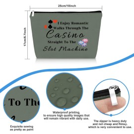 Funny Gambler Gift Casino Lover Makeup Bag for Women Gambling Cosmetic Bag Christmas Birthday Retirement Gift for Gambler Game Lover Grandma Friends Grey Gambling Accessories Pouch