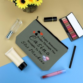 Funny Gambler Gift Casino Lover Makeup Bag for Women Gambling Cosmetic Bag Christmas Birthday Retirement Gift for Gambler Game Lover Grandma Friends Grey Gambling Accessories Pouch