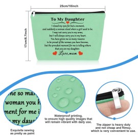 Daughter Gift from Mom Makeup Bag Daughter Birthday Gift Cosmetic Bag Christmas Mothers Day Graduation Gifts for Adult Daughters Wedding Bridal Shower Gifts Green Travel Bags