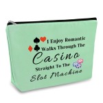Funny Gambler Gift Gambling Makeup Bag Green Casino Gambling Zipper Pouch Casino Lovers Birthday Gift Slot Machine Cosmetic Bag Christmas Birthday Gift for Gambler Friends Grandma Retirement Gift