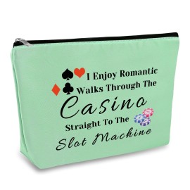 Funny Gambler Gift Gambling Makeup Bag Green Casino Gambling Zipper Pouch Casino Lovers Birthday Gift Slot Machine Cosmetic Bag Christmas Birthday Gift for Gambler Friends Grandma Retirement Gift