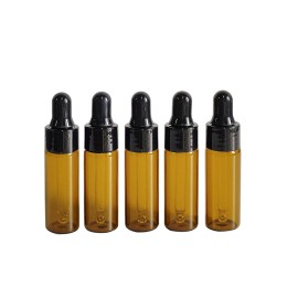 PYAWI 50Pcs 5ml Sample Dropper Bottles,Amber Glass Dropper Bottles for Essential Oils Sample Cosmetic Perfume Traveling