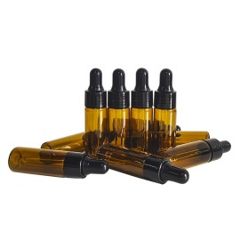 PYAWI 50Pcs 5ml Sample Dropper Bottles,Amber Glass Dropper Bottles for Essential Oils Sample Cosmetic Perfume Traveling