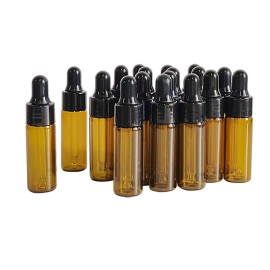 PYAWI 50Pcs 5ml Sample Dropper Bottles,Amber Glass Dropper Bottles for Essential Oils Sample Cosmetic Perfume Traveling