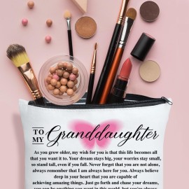 UDNADKEX Granddaughter Gift from Grandma Nana Grandpa, Christmas, Birthday, Graduation Gift for Granddaughter Makeup Bag, My Love for You Is Forever