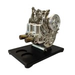 Bisaten Powerable Flying Pigeon Metal Cylinder Stirling Engine Generator Mini External Combustion Engine Model Dual Cylinder