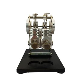 Bisaten Powerable Flying Pigeon Metal Cylinder Stirling Engine Generator Mini External Combustion Engine Model Dual Cylinder
