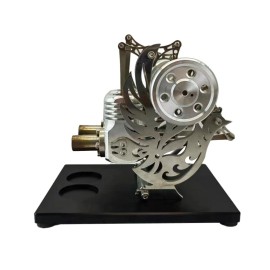 Bisaten Powerable Flying Pigeon Metal Cylinder Stirling Engine Generator Mini External Combustion Engine Model Dual Cylinder