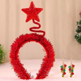 Sixexey Christmas Headband Set Red Star Headbands Xmas Holiday Party Favor Hair Accessories for Women