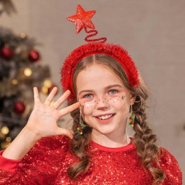 Sixexey Christmas Headband Set Red Star Headbands Xmas Holiday Party Favor Hair Accessories for Women