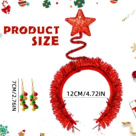 Sixexey Christmas Headband Set Red Star Headbands Xmas Holiday Party Favor Hair Accessories for Women