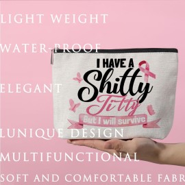 ZHAMEN Breast Cancer Survivor Makeup Bag - Get Well Soon Gifts for Women - Breast Cancer Awareness & Care Gifts - Cosmetic Travel Bag