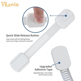Vkania Child Proof Cabinet Locks - Cabinet Locks Baby Proofing with 3M Adhesives for Refrigerator, Oven, Cupboards, Toilet Seat - Adjustable,Easy Installation,No Drilling (8 Pack)
