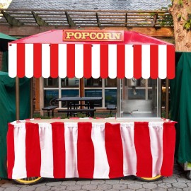 Preboun 6 Pcs Carnival Circus Decorations with 3 Carnival Tent 3 Red White Striped Table Skirt Circus Carnival Hanging Decorations Carnival Theme Party Decorations for Birthday Mardi Gras Christmas