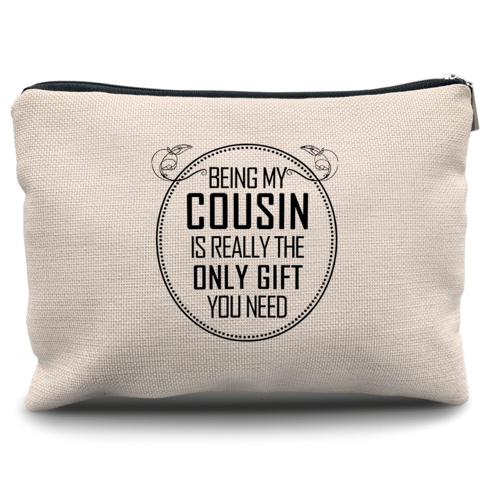 Nogrit Cousin Gifts Makeup Bag,Cousin Gifts for Women,Best Cousin Gifts for Women,Gifts for Cousins Female,Being My Cousin is the Only Gift You Need Small Cosmetic Makeup Bag for Purse