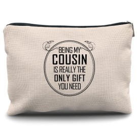 Nogrit Cousin Gifts Makeup Bag,Cousin Gifts for Women,Best Cousin Gifts for Women,Gifts for Cousins Female,Being My Cousin is the Only Gift You Need Small Cosmetic Makeup Bag for Purse