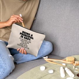 Nogrit Principal Gifts for Women Principal Appreciation Gifts for School Principal Makeup Bag,Funny Principal Small Cosmetic Makeup Bag for Purse