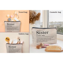 Lacosu Sister Makeup Bag,Sister Gifts,Sisters Gifts from Sister,Birthday Gifts for Sister,Best Sister Gifts,Gifts for Sister,Sister Definition Small Cosmetic Makeup Bag for Purse