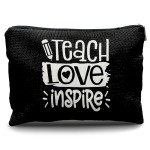 Nogrit Teacher Gifts - Black Makeup Bag, Teacher Appreciation Gifts, Inspire Small Cosmetic Bag for Purse