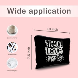 Nogrit Teacher Gifts - Black Makeup Bag, Teacher Appreciation Gifts, Inspire Small Cosmetic Bag for Purse