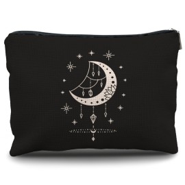 Nogrit Tarot Makeup Bag,Witchy Gifts,Witchy Gifts For Women,Boho Makeup Bag,Boho Crescent Moon Celestial Small Cosmetic Makeup Bag for Purse