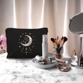 Nogrit Tarot Makeup Bag,Witchy Gifts,Witchy Gifts For Women,Boho Makeup Bag,Boho Crescent Moon Celestial Small Cosmetic Makeup Bag for Purse
