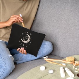 Nogrit Tarot Makeup Bag,Witchy Gifts,Witchy Gifts For Women,Boho Makeup Bag,Boho Crescent Moon Celestial Small Cosmetic Makeup Bag for Purse