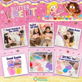 Butter Slime Kit for Girls - Fluffy & Scented Butter Slime with Ice Cream, Donut, Cupcake Accessories, Colorful & Vibrant Slime Making Set, Idea for Christmas & Holiday, Girls Ages 5-12+