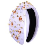 NVENF Football Headband for Women, Game Day Knotted Headband, Football Hair Accessory, White