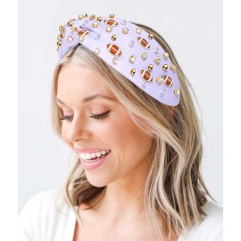 NVENF Football Headband for Women, Game Day Knotted Headband, Football Hair Accessory, White