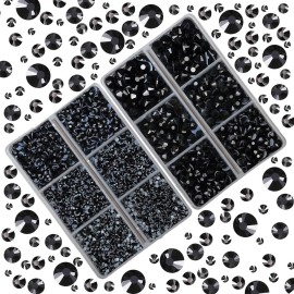 10000Pcs 2-Boxes Mixed Size Hot Fix Round Crystals Gems Glass Stones Hotfix Flat Back Rhinestones with Tweezers and Picking Pencil (Jet Black) 10000Pcs 2-Boxes Mixed Size Hot Fix Round Crystals Gems Glass Stones Hotfix Flat Back Rhinestones with Tweezers and Picking Pencil (Jet Black)