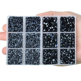 10000Pcs 2-Boxes Mixed Size Hot Fix Round Crystals Gems Glass Stones Hotfix Flat Back Rhinestones with Tweezers and Picking Pencil (Jet Black) 10000Pcs 2-Boxes Mixed Size Hot Fix Round Crystals Gems Glass Stones Hotfix Flat Back Rhinestones with Tweezers and Picking Pencil (Jet Black)
