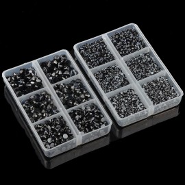 10000Pcs 2-Boxes Mixed Size Hot Fix Round Crystals Gems Glass Stones Hotfix Flat Back Rhinestones with Tweezers and Picking Pencil (Jet Black) 10000Pcs 2-Boxes Mixed Size Hot Fix Round Crystals Gems Glass Stones Hotfix Flat Back Rhinestones with Tweezers and Picking Pencil (Jet Black)