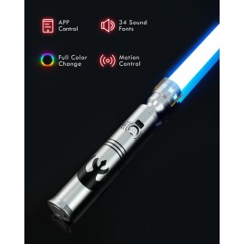 XenoSaber Dueling Light Saber, Xenopixel 3.0 Sensitive Motion Control Smooth Swing Heavy Duty Saber with 16GB SD Card 34 Sound Fonts Infinite Color Change for Adults Cosplay Gifts, Silver