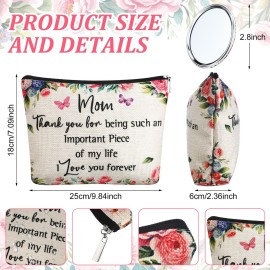Hushee Mom Makeup Bag with Mirror Mom Gifts from Daughters and Son Birthday Christmas Ideas for Mama Best Mom Ever Gifts to My Mom Gifts Mother Keepsake Makeup Bag Zipper Purse and Cosmetic Mirror