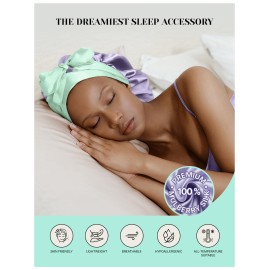 Real Silk Bonnet for Sleeping Women with Curly, Straight, & Fine Hair - Hair Cap for Sleep - Premium Alternative to Double Layer Satin Bonnet - Silk Wrap for Sleep with Wonder Loop Tie - Lavender