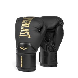 Everlast Elite 2 Boxing Gloves, Pro Training Gloves for Men and Women, Secure Fit Hook and Loop Closure & Ventilation, Heavy Bag & Speedbag Training (14 oz, Black/Gold)