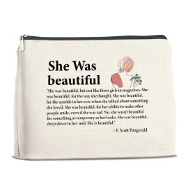LyoGao Inspirational Gifts for Women, Motivational Gifts for Mom Daughter Sister Teen Girl Bestie Friends, Encouragement Gift She Was Beautiful Makeup Bag