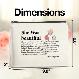 LyoGao Inspirational Gifts for Women, Motivational Gifts for Mom Daughter Sister Teen Girl Bestie Friends, Encouragement Gift She Was Beautiful Makeup Bag