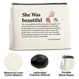 LyoGao Inspirational Gifts for Women, Motivational Gifts for Mom Daughter Sister Teen Girl Bestie Friends, Encouragement Gift She Was Beautiful Makeup Bag