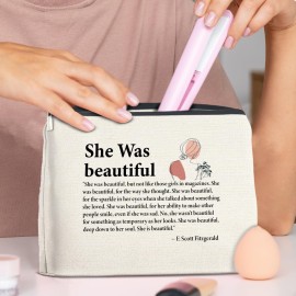 LyoGao Inspirational Gifts for Women, Motivational Gifts for Mom Daughter Sister Teen Girl Bestie Friends, Encouragement Gift She Was Beautiful Makeup Bag